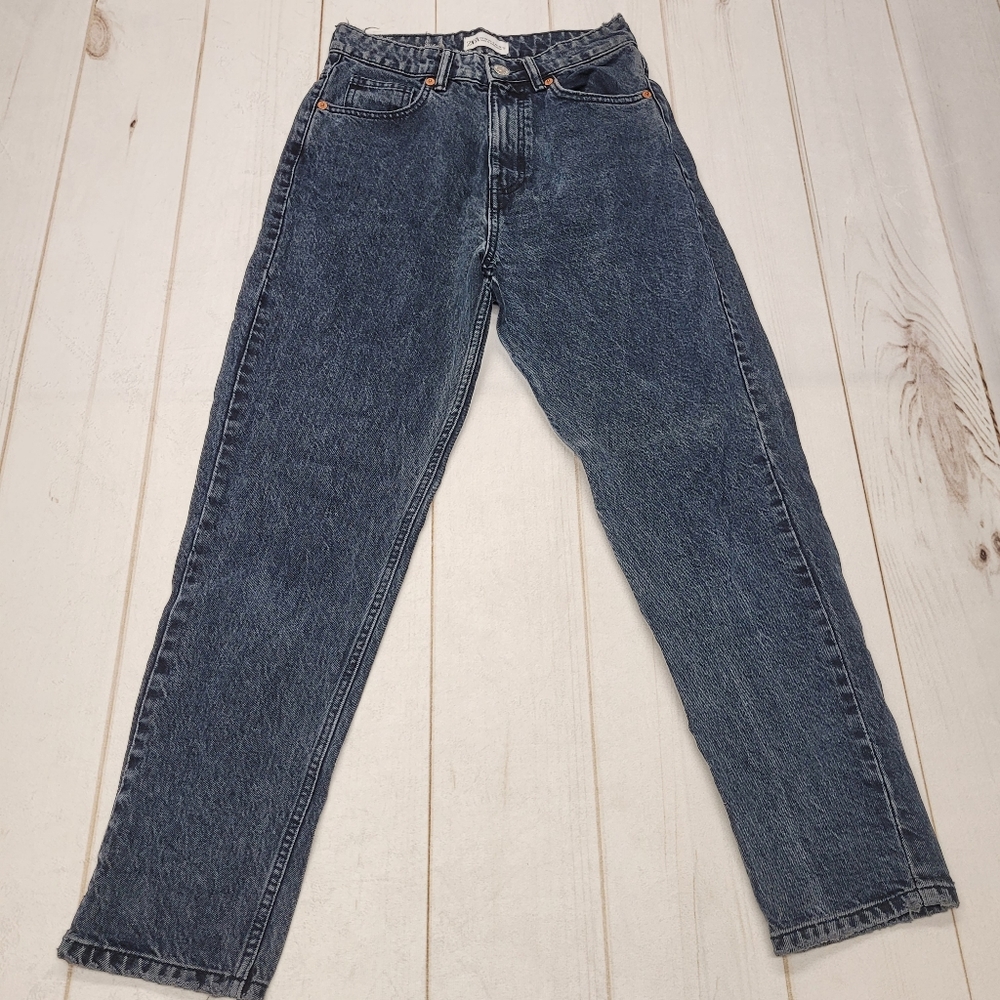 Zara high rise mom jeans tapered dark wash
